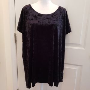NWT Bobeau Black Velvet Top Size 2X